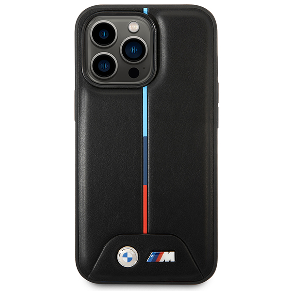 Carcasa BMW Quilted Tricolor cu MagSafe compatibila cu iPhone 14 Pro, Negru 1 Lerato.ro
