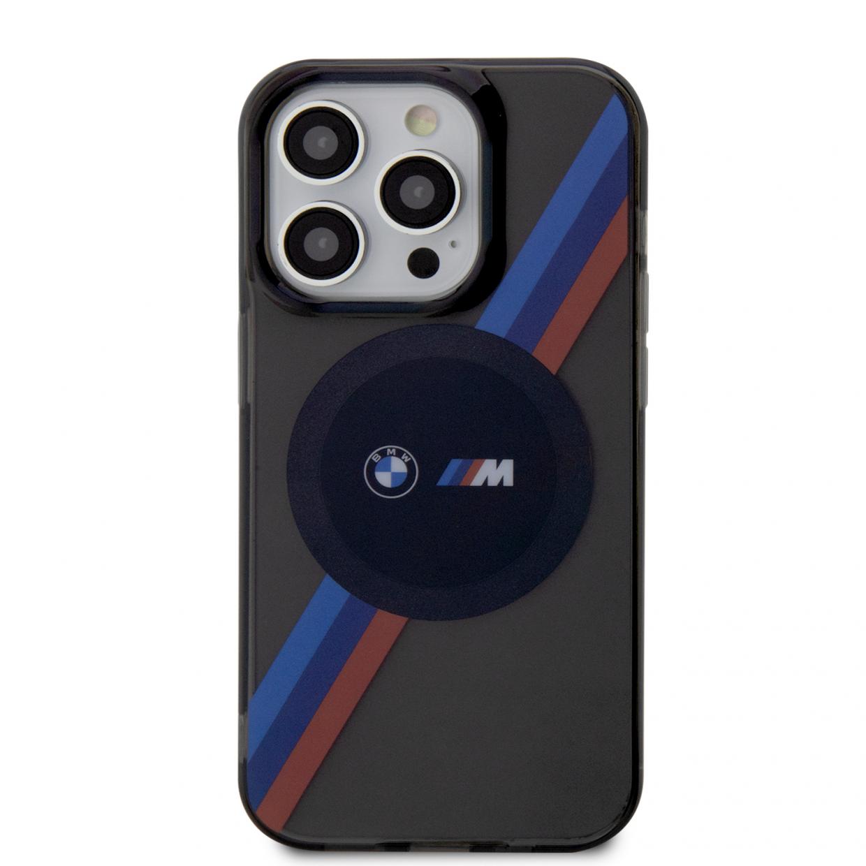 Carcasa BMW Tricolor Stripes cu MagSafe compatibila cu iPhone 14 Pro, Negru 1 Lerato.ro