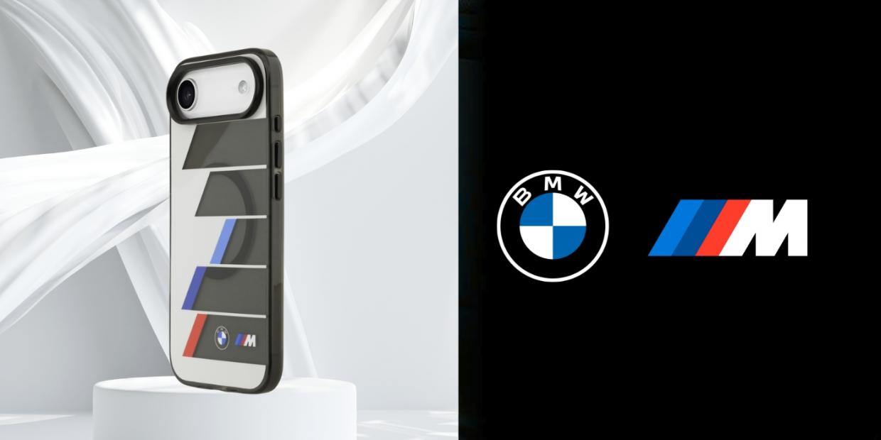Carcasa BMW M IML Metal Buttons Tricolor Lines cu MagSafe compatibila cu iPhone 17 Air, Gri 1 Lerato.ro