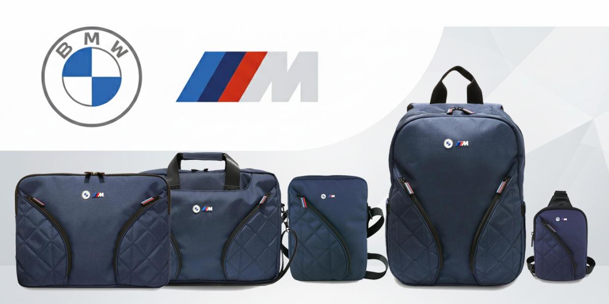 Geanta universala BMW Nylon Pockets and Metal Logo compatibila cu tablete si dispozitive de pana la 8 inch, Navy Blue 1 Lerato.ro