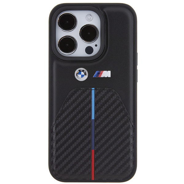 Carcasa BMW Stamped Tricolor Stripe compatibila cu iPhone 14 Pro, Negru 1 Lerato.ro