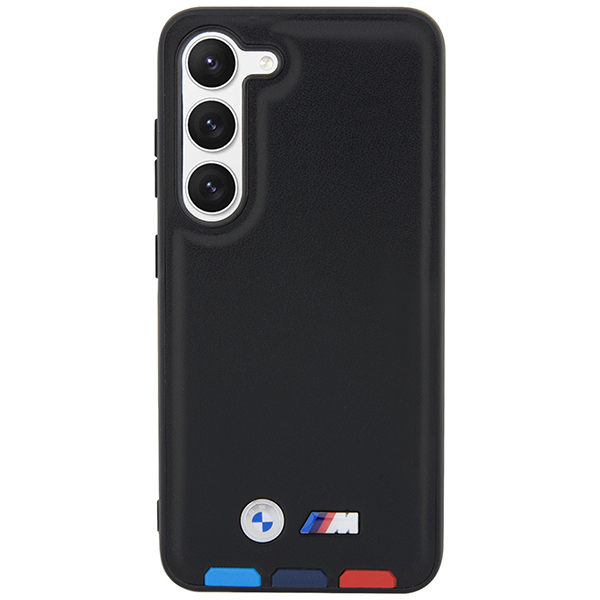 Carcasa BMW Leather Stamp Tricolor compatibila cu Samsung Galaxy S23, Negru 1 Lerato.ro