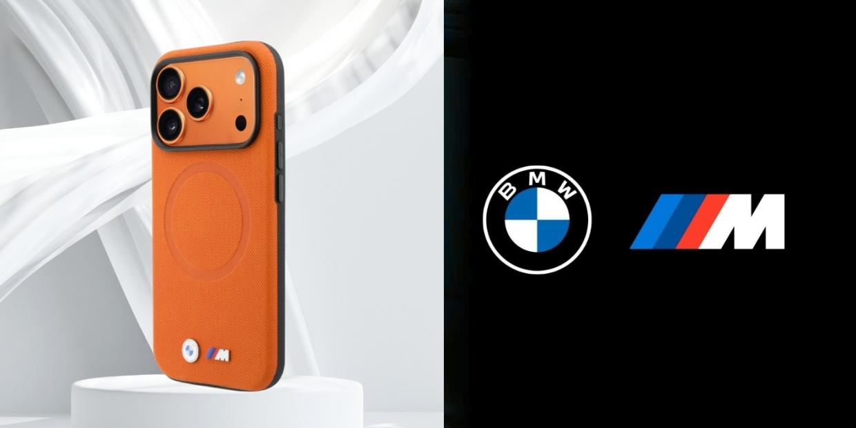 Husa BMW M FW Metal Logo cu MagSafe compatibila cu iPhone 17 Pro, Portocaliu 1 Lerato.ro
