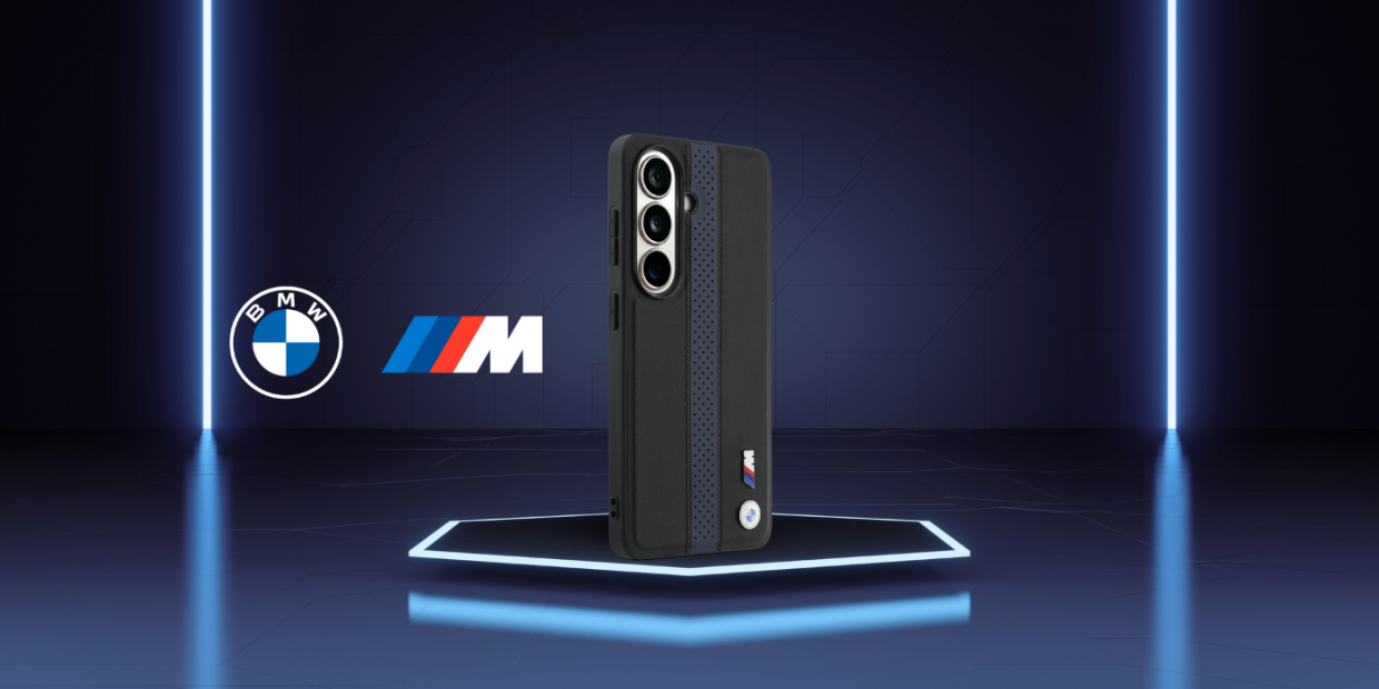 Carcasa BMW Perforated Stripe Logo cu MagSafe compatibila cu Samsung Galaxy S26, Negru / Albastru 1 Lerato.ro