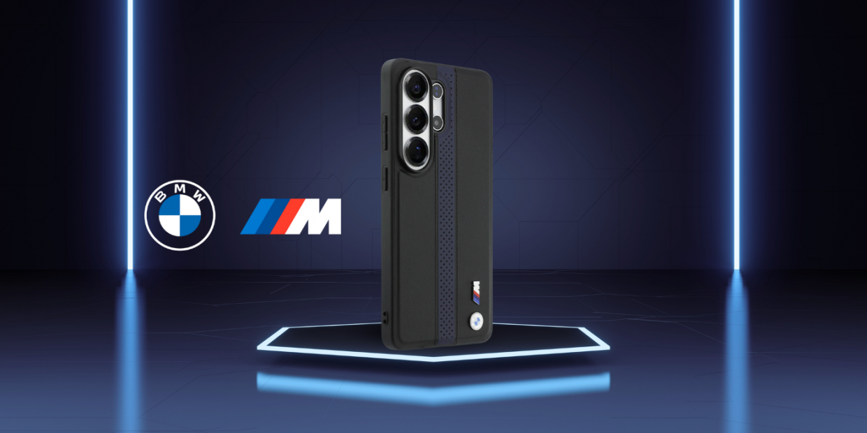 Carcasa BMW Perforated Stripe Logo cu MagSafe compatibila cu Samsung Galaxy S26 Ultra, Negru / Albastru 1 Lerato.ro