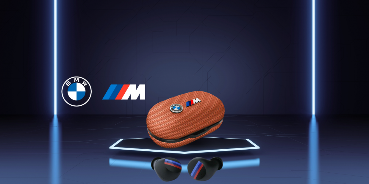 Casti wireless TWS BMW Metal Logo, ENC, Bluetooth 5.3, 380 mAh, USB-C, IPX5, Portocaliu 1 Lerato.ro