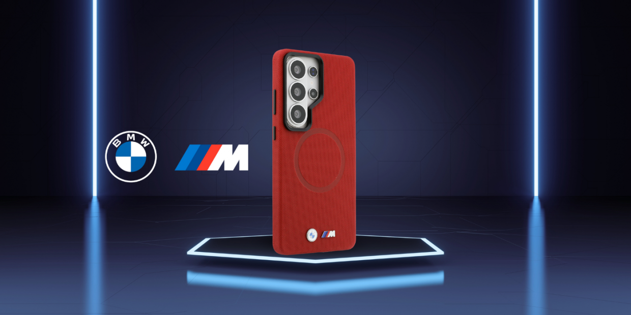 Husa BMW M Metal Logo cu MagSafe compatibila cu Samsung Galaxy S26 Ultra, Rosu 1 Lerato.ro