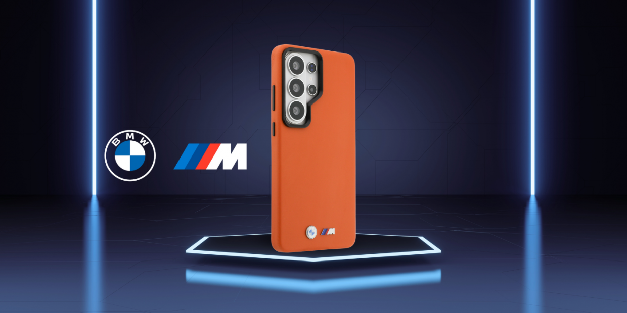 Carcasa BMW M Metal Logo cu MagSafe compatibila cu Samsung Galaxy S26 Ultra, Portocaliu 1 Lerato.ro