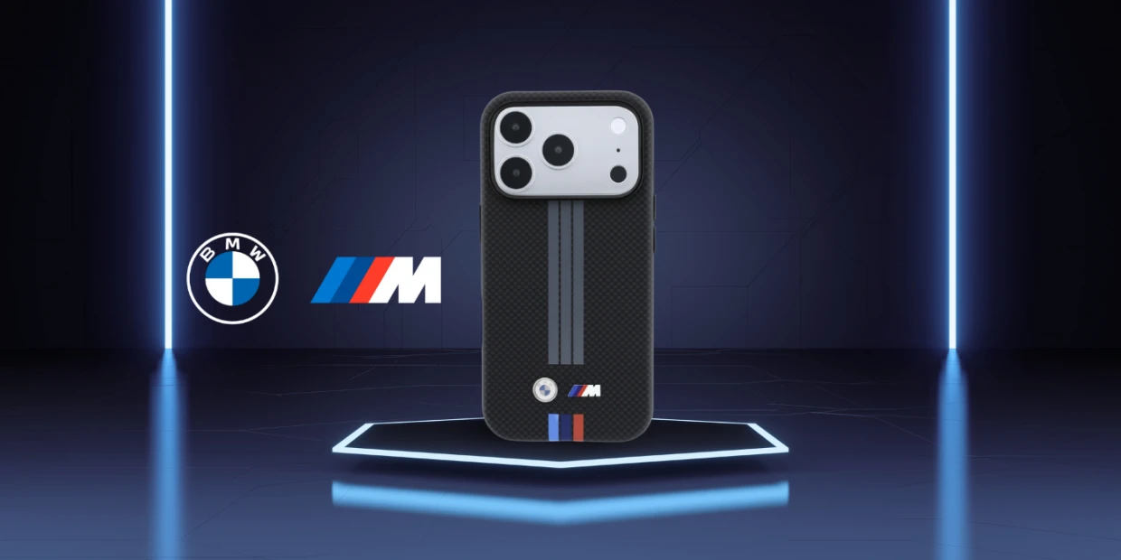 Husa BMW M Quadrille Kevlar Anthracite Tricolor Print Lines cu MagSafe compatibila cu iPhone 18 Pro / 17 Pro, Negru 1 Lerato.ro