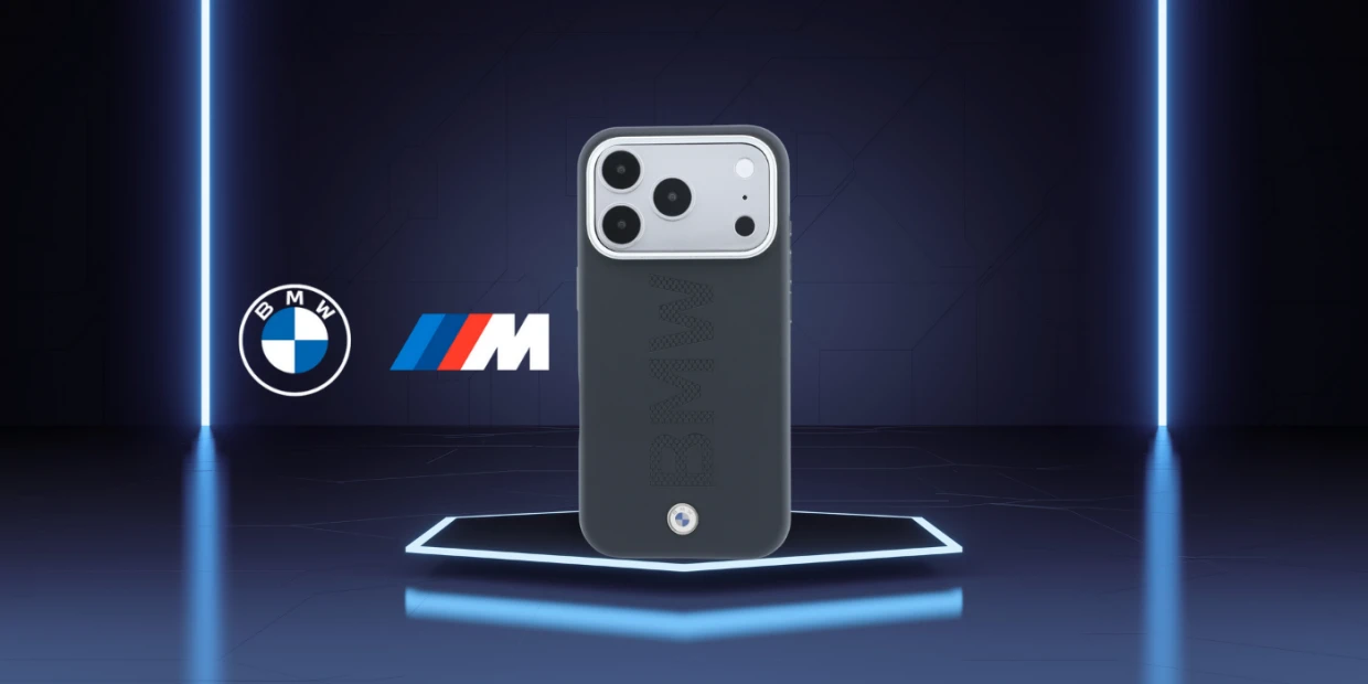 Husa BMW Sign Centered Deboss cu MagSafe compatibila cu iPhone 18 Pro / 17 Pro, Gri 1 Lerato.ro