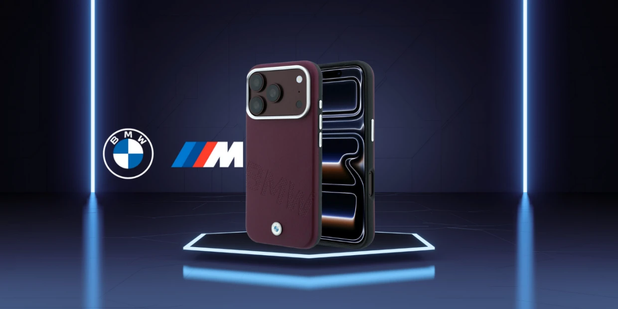 Husa BMW Sign Inclined Deboss Letters cu MagSafe compatibila cu iPhone 18 Pro / 17 Pro, Burgundy 1 Lerato.ro