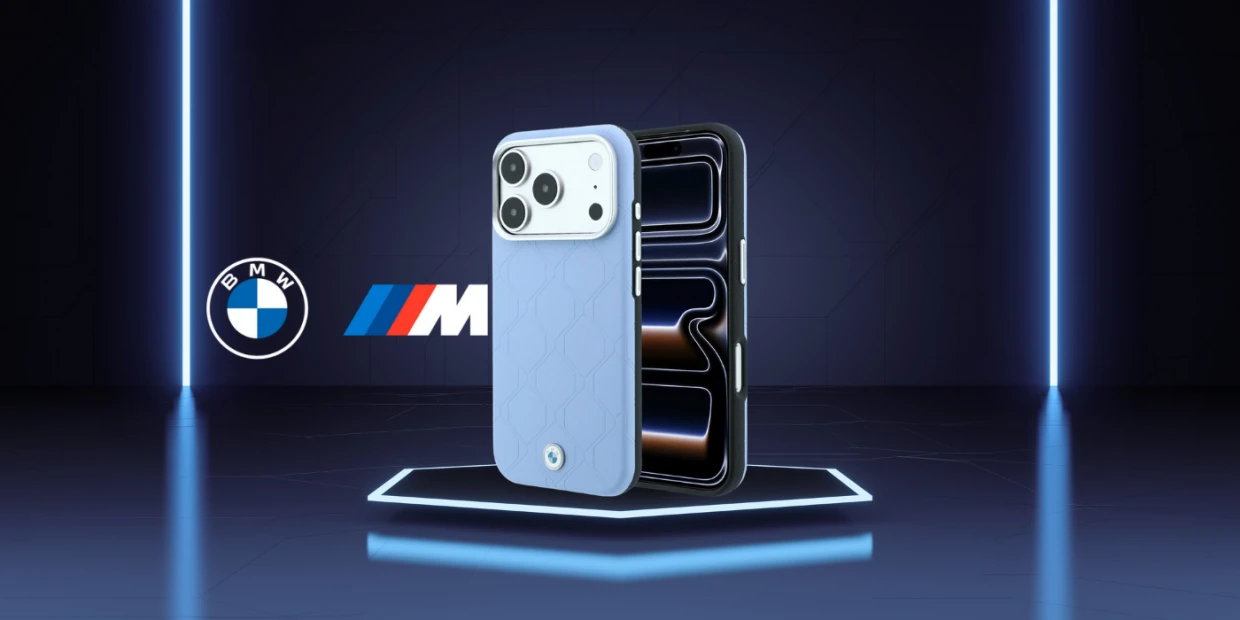 Husa BMW Sign Deboss Quilted Metal Log cu MagSafe compatibila cu iPhone 18 Pro / 17 Pro, Albastru 1 Lerato.ro