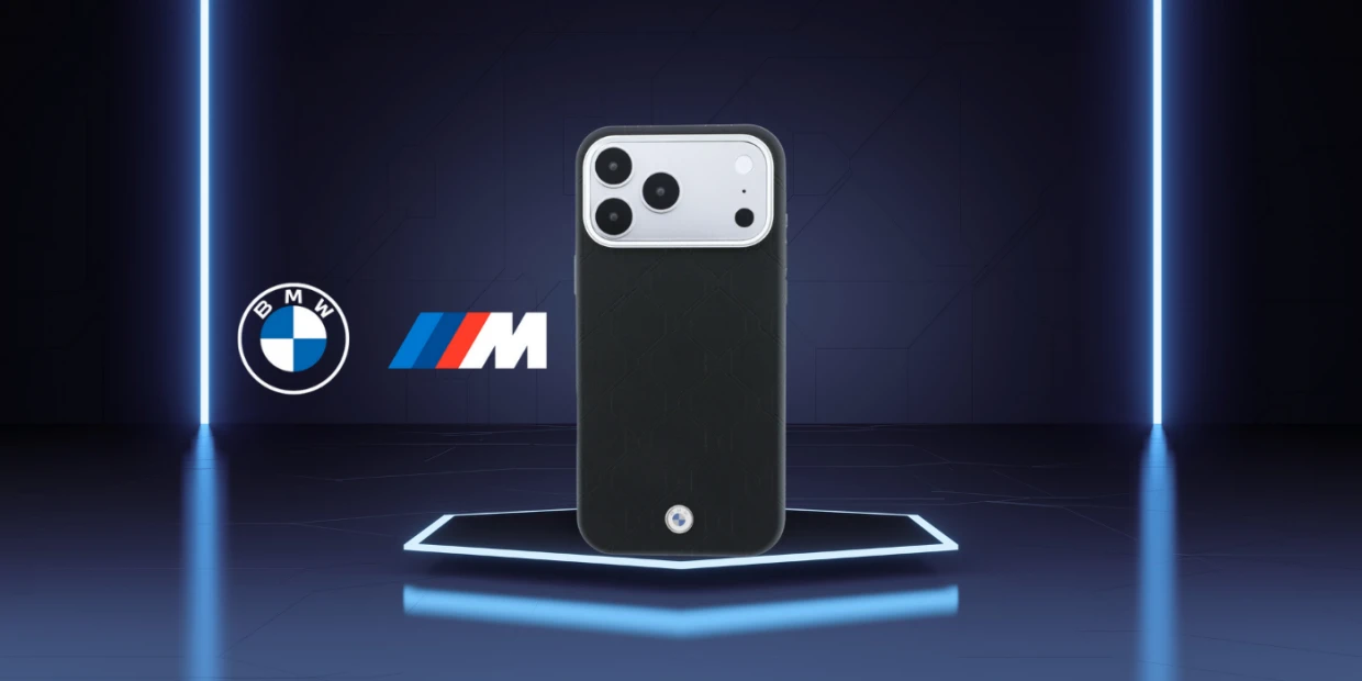 Husa BMW Sign Inclined Deboss Letters cu MagSafe compatibila cu iPhone 18 Pro / 17 Pro, Negru 1 Lerato.ro