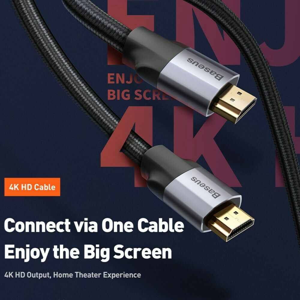 Cablu video Baseus 4K HDMI - HDMI 3m Gri inchis 1 Lerato.ro