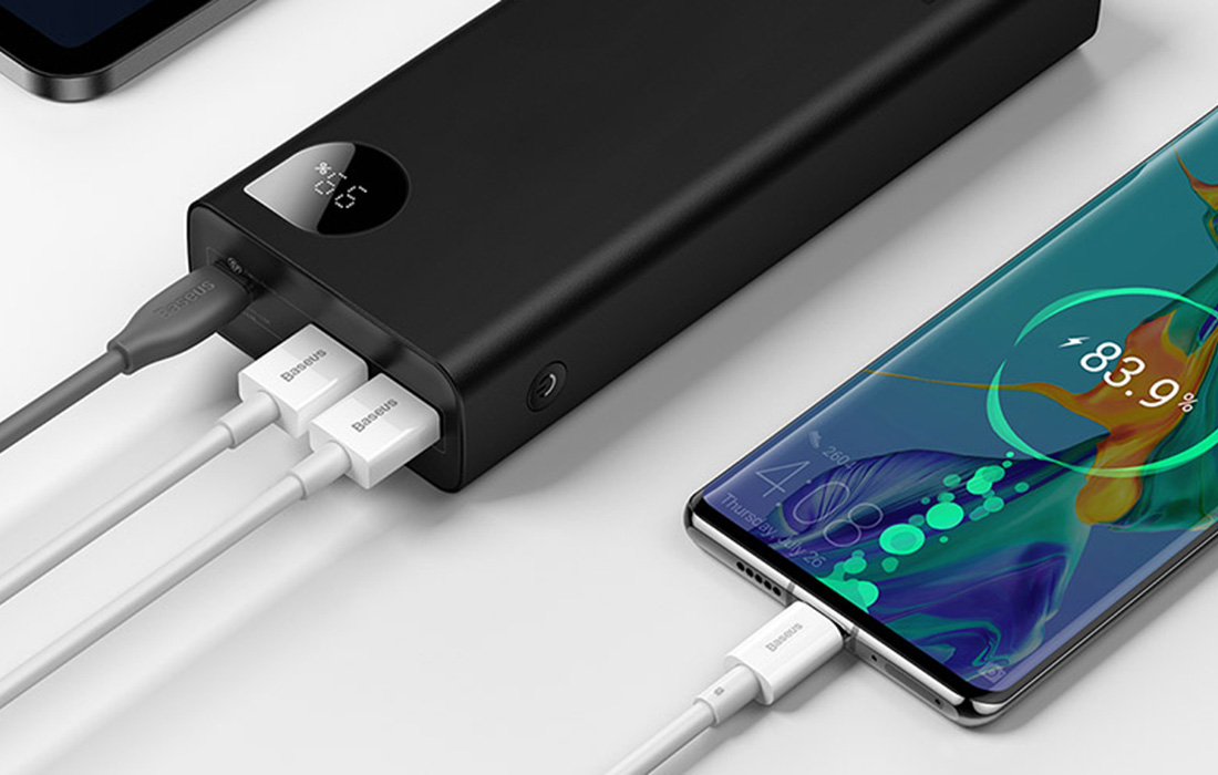 Baterie externa portabila Baseus Adaman Metal, 20000 mAh, 30W, Digital Display, Power Delivery / Quick Charge 3.0, Negru 1 Lerato.ro