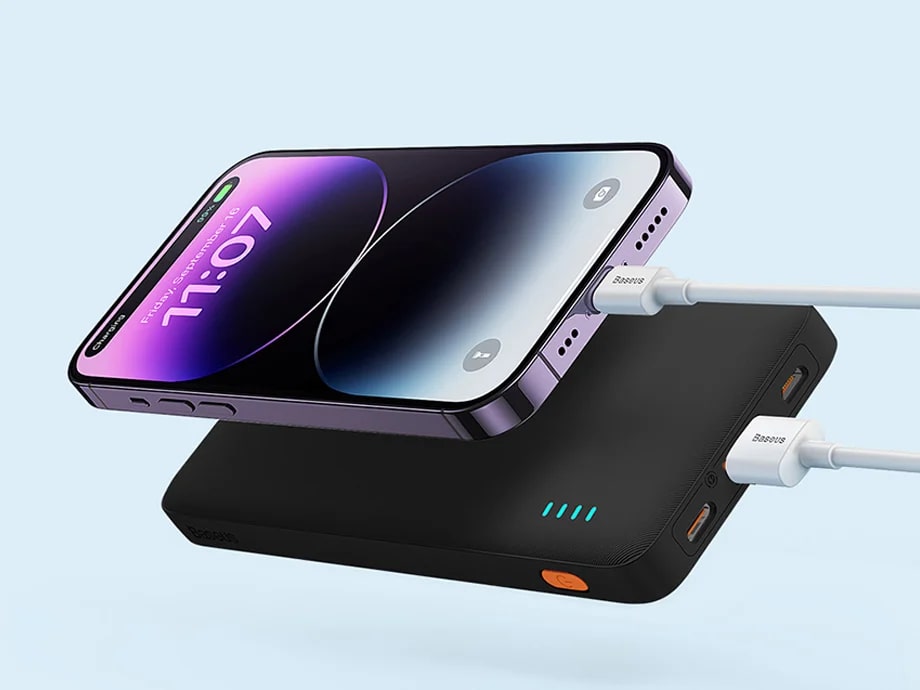 Baterie externa portabila Baseus Airpow 10000 mAh, 20W, USB/USB-C, Cablu USB-C inclus, Negru 1 Lerato.ro