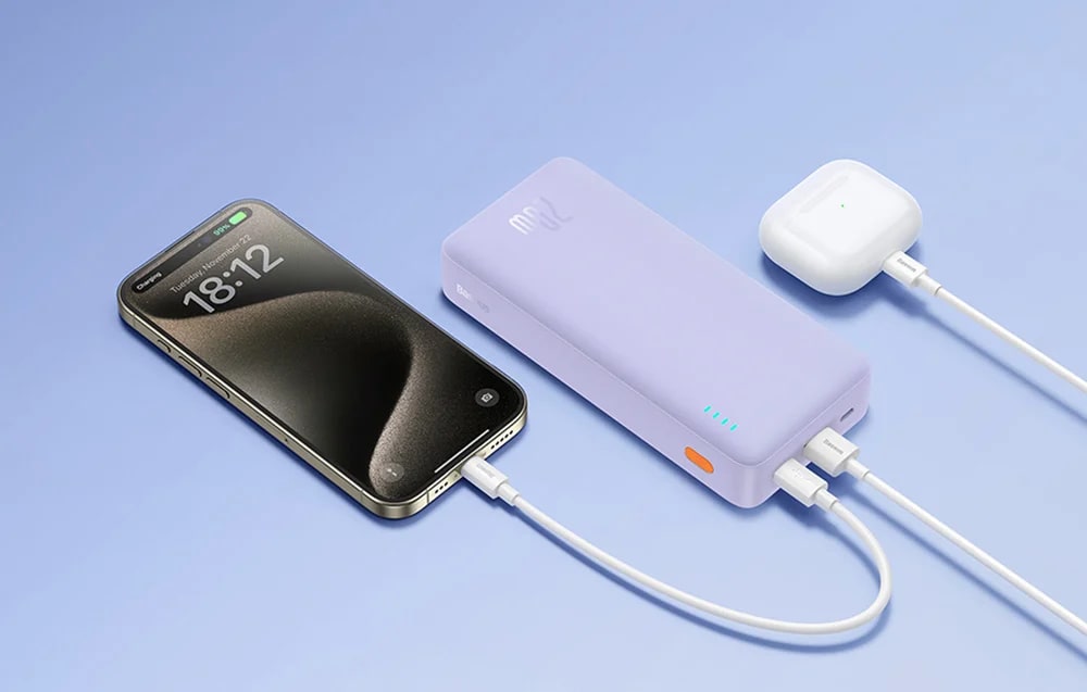 Baterie externa portabila Baseus Airpow 20000 mAh, 20W, USB/USB-C, Cablu USB-C inclus, Mov 1 Lerato.ro