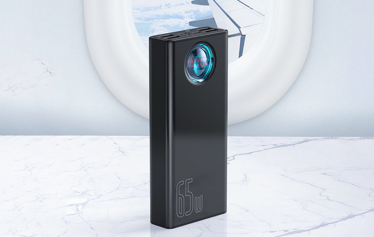 Baterie externa portabila Baseus Amblight, 30000 mAh, 65W, LED, Power Delivery / Quick Charge 3.0, Negru 1 Lerato.ro