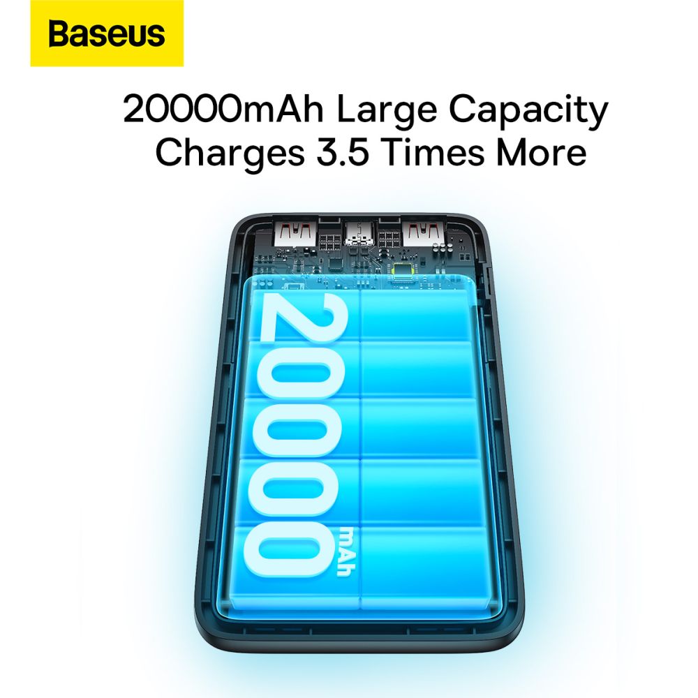 Baterie externa portabila Baseus Bipow Pro 20000 mAh, Digital Display, 22.5W, Cablu USB-C inclus, Negru 1 Lerato.ro