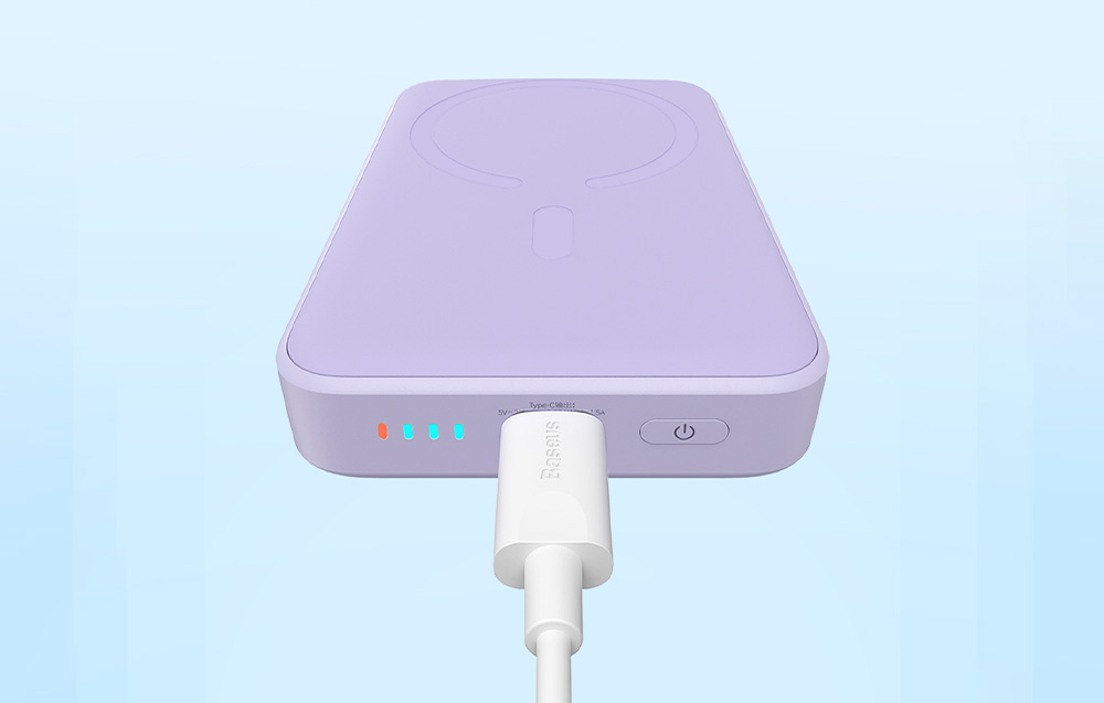 Baterie externa portabila Baseus Magnetic Mini, Incarcare Wireless, Fast Charge 20W, 10000 mAh, Cablu USB-C inclus, Mov 1 Lerato.ro