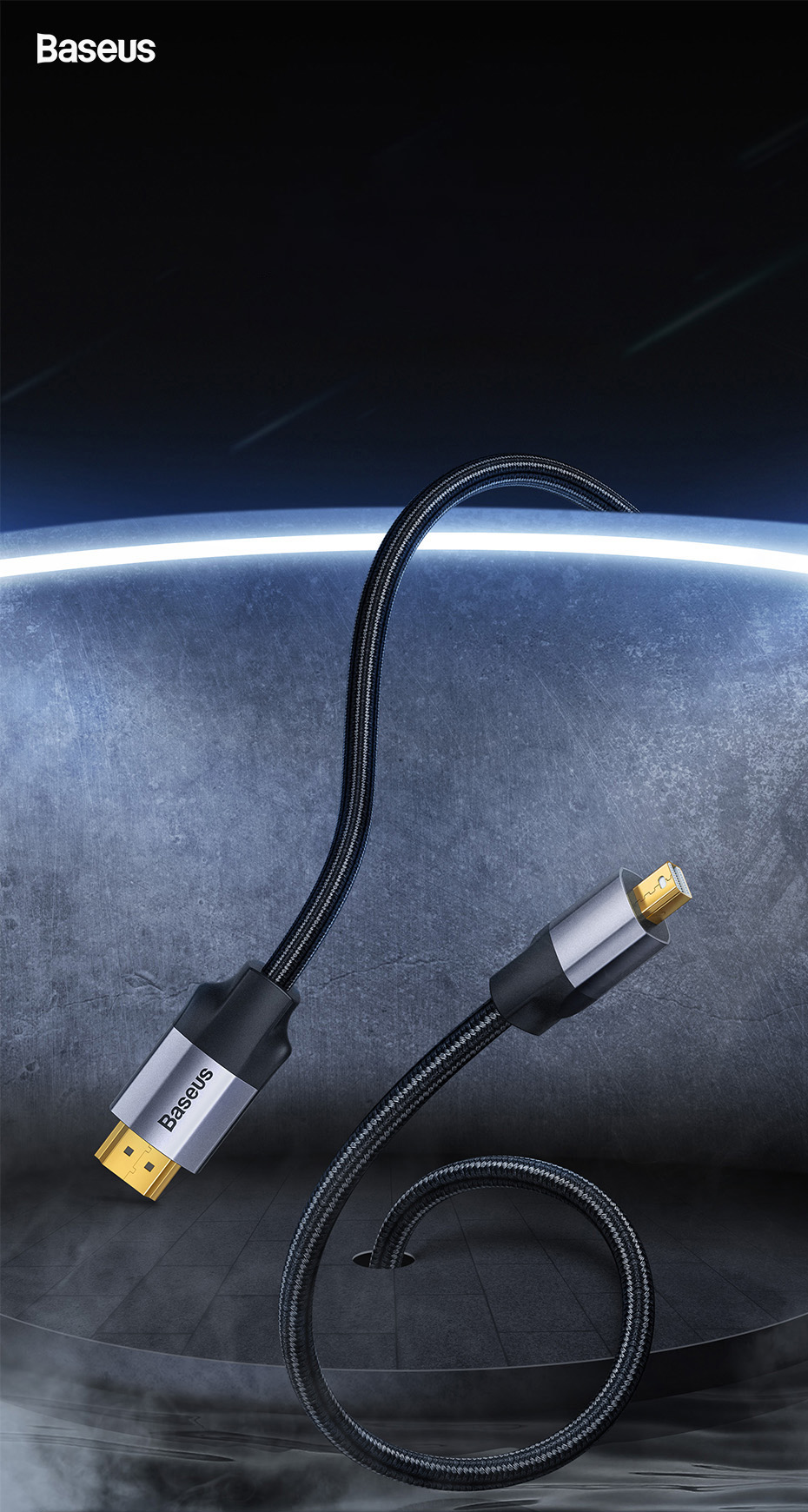Cablu video Baseus Mini DisplayPort - Displayport 1.5m Gri 1 Lerato.ro