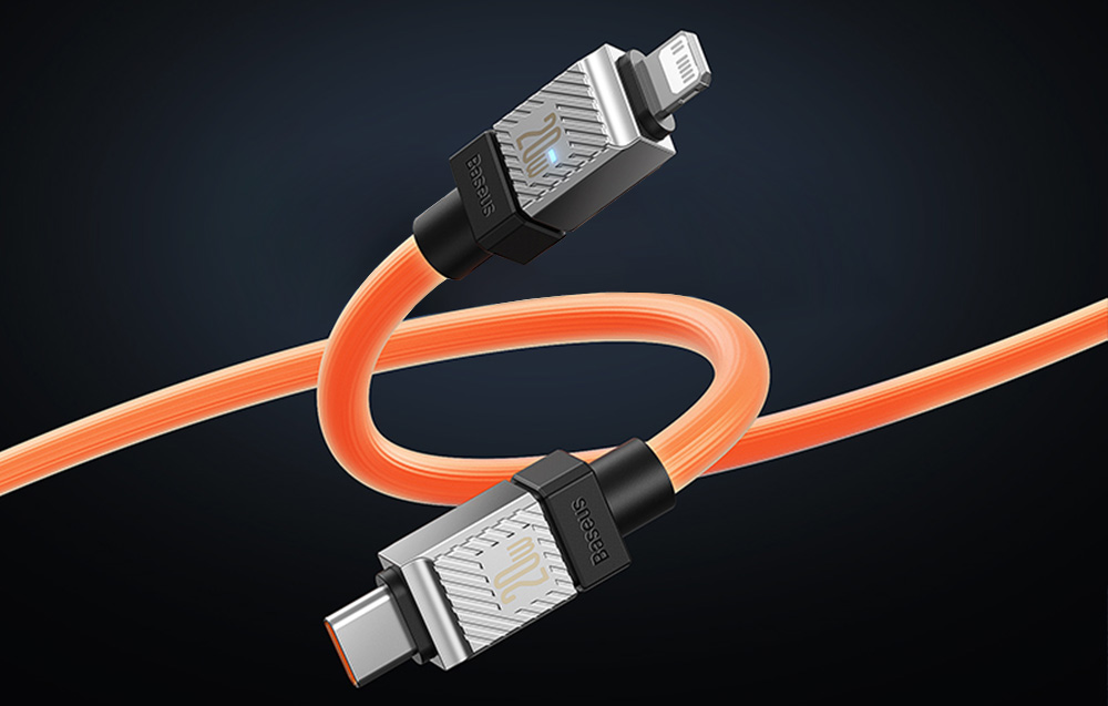 Cablu pentru incarcare si transfer de date Baseus CoolPlay, USB Type-C/Lightning, 20W, 2.4A, 2m, Portocaliu 1 Lerato.ro