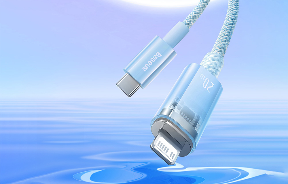 Cablu pentru incarcare si transfer de date Baseus Explorer, USB Type-C/Lightning, 20W, 2.4A, 1m, Albastru 1 Lerato.ro