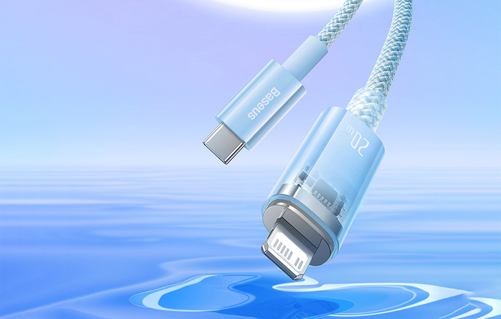 Cablu pentru incarcare si transfer de date Baseus Explorer, USB Type-C/Lightning, 20W, 2.4A, 2m, Albastru 1 Lerato.ro