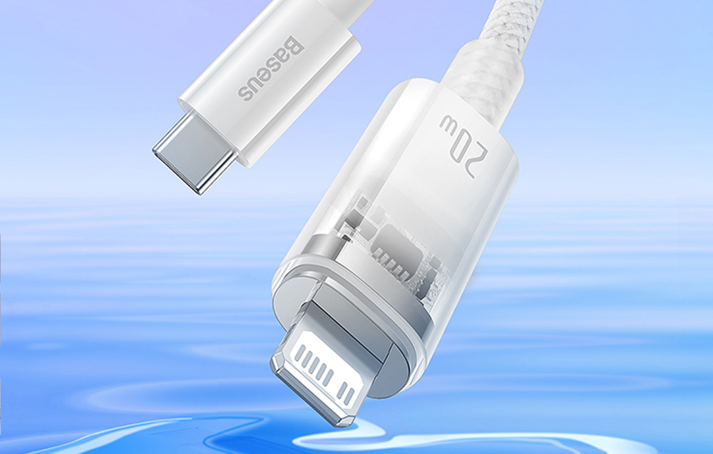 Cablu pentru incarcare si transfer de date Baseus Explorer, USB Type-C/Lightning, 20W, 2.4A, 2m, Alb 1 Lerato.ro