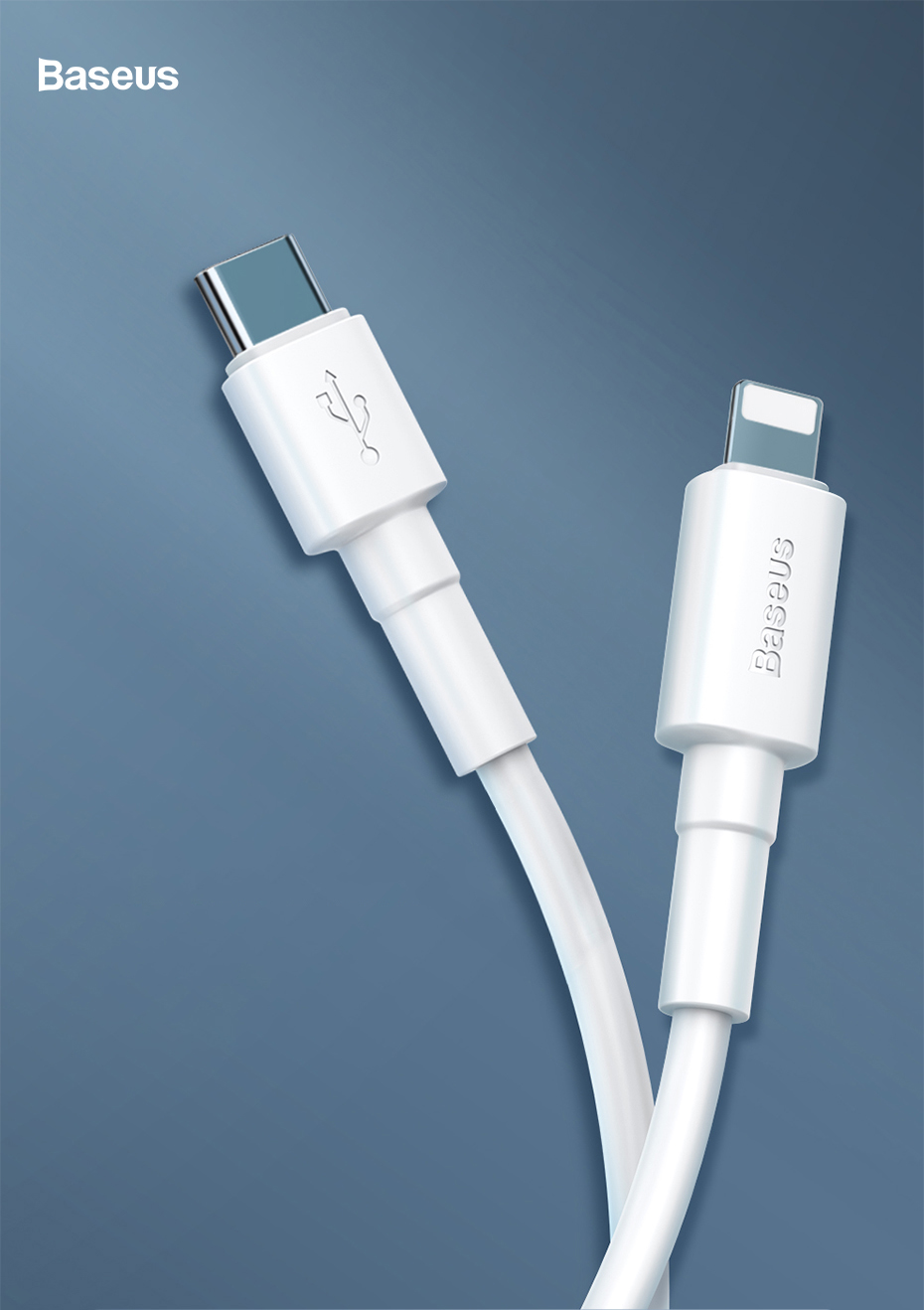 Cablu pentru incarcare si transfer de date Baseus Mini White, USB Type-C/Lightning, Quick Charge 18W, 1m, Alb 1 Lerato.ro