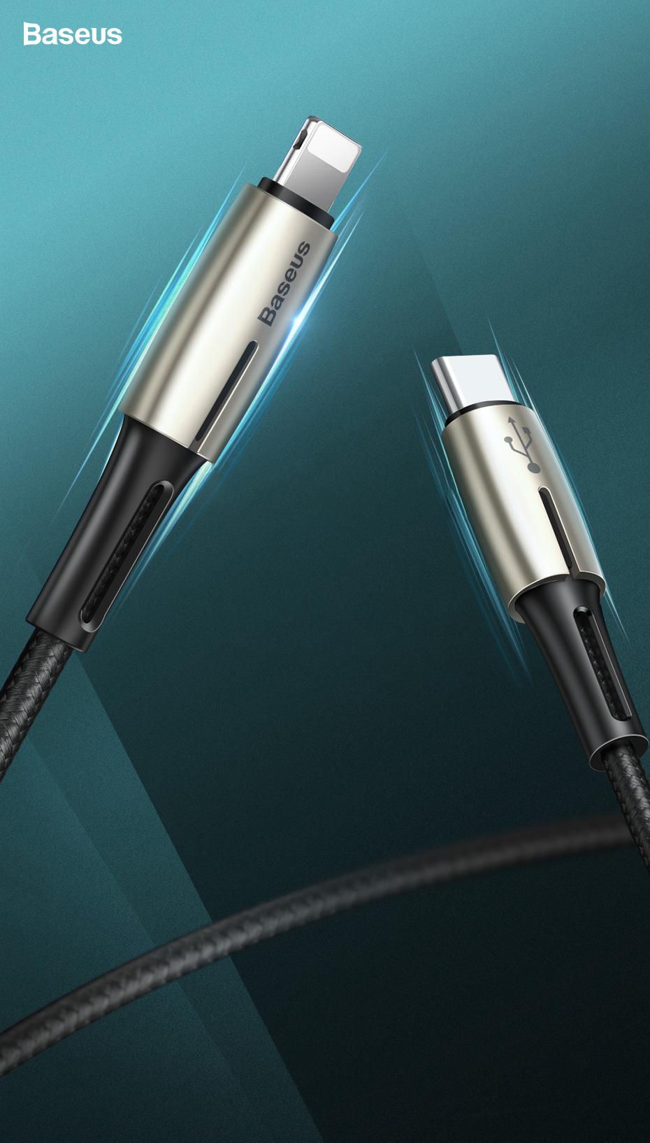 Cablu pentru incarcare si transfer de date Baseus Waterdrop, USB Type-C/Lightning, Quick Charge 18W, 1.3m, Negru 1 Lerato.ro