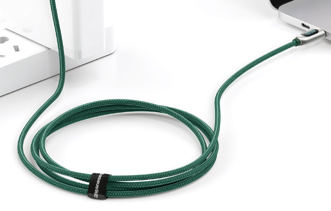 Cablu pentru incarcare si transfer de date Baseus Display, 2x USB Type-C, 100W, 5A, 2m, Verde 1 Lerato.ro