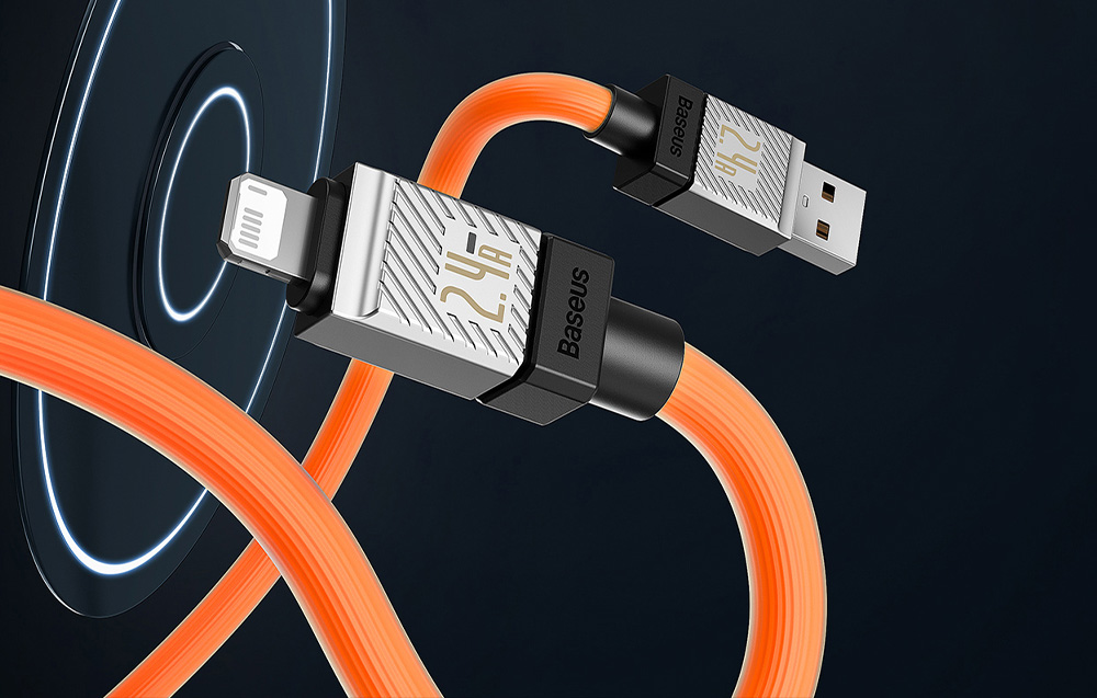 Cablu pentru incarcare si transfer de date Baseus CoolPlay, USB/Lightning, 2.4A, 1m, Portocaliu 1 Lerato.ro