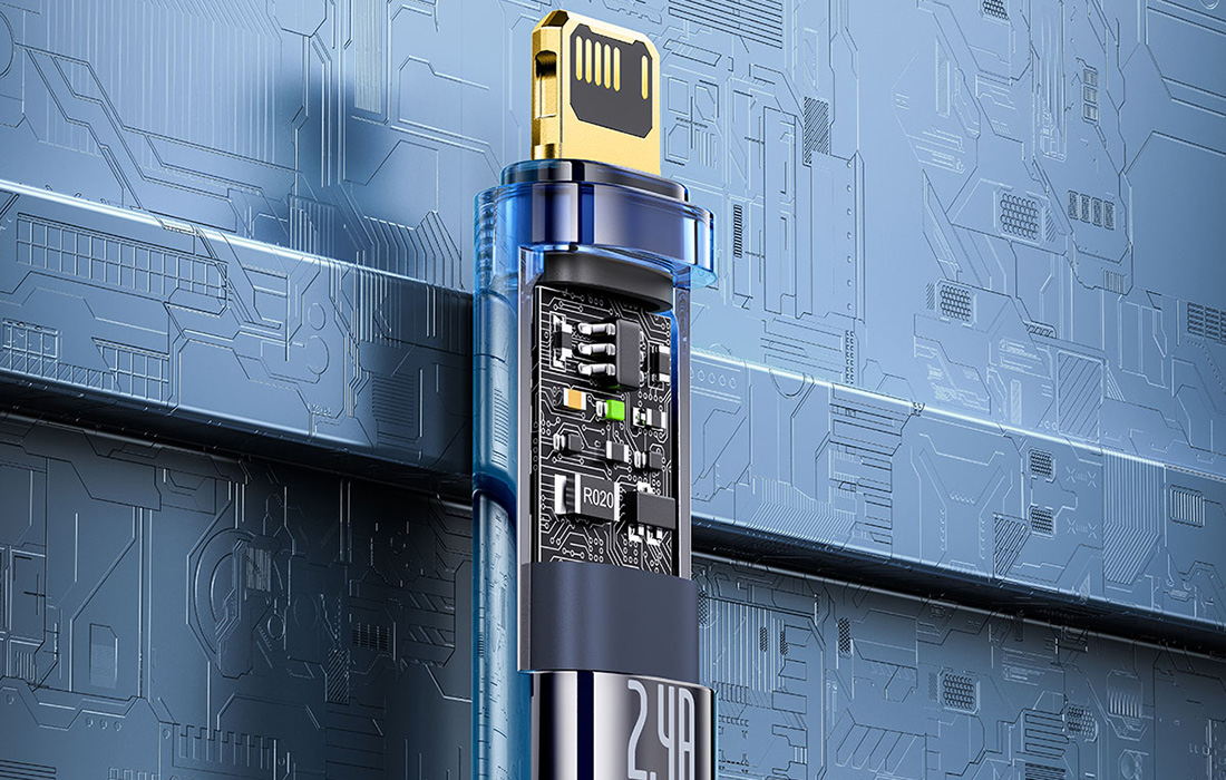 Cablu pentru incarcare si transfer de date Baseus Explorer Auto Power Off, USB/Lightning, 2.4A, 1m, Albastru 1 Lerato.ro
