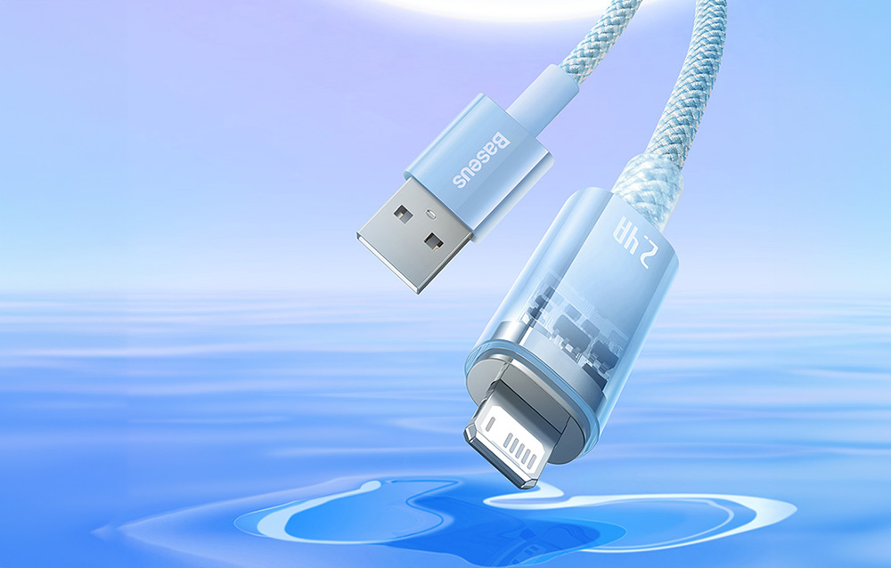 Cablu pentru incarcare si transfer de date Baseus Explorer, USB/Lightning, 2.4A, 2m, Albastru 1 Lerato.ro