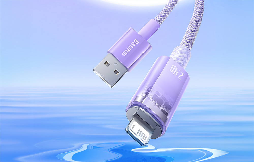 Cablu pentru incarcare si transfer de date Baseus Explorer, USB/Lightning, 2.4A, 2m, Mov 1 Lerato.ro