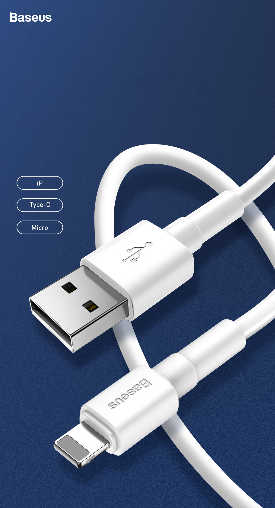 Cablu pentru incarcare si transfer de date Baseus Mini, USB/Micro-USB, 2.4A, 1m, Alb 1 Lerato.ro