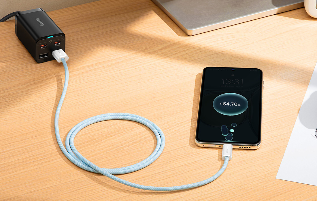 Cablu pentru incarcare si transfer de date Baseus Dynamic, USB/USB Type-C, 100W, 1m, Albastru 1 Lerato.ro