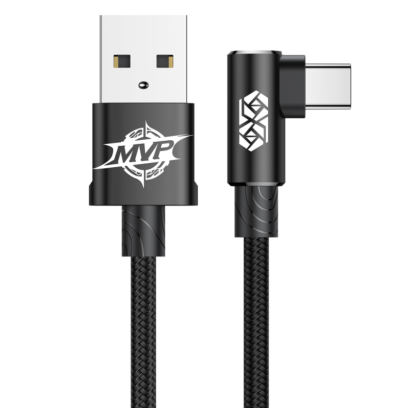 Cablu pentru incarcare si transfer de date Baseus MVP Elbow, USB/USB Type-C, Quick Charge 3.0, 2A, 1m, Negru 1 Lerato.ro