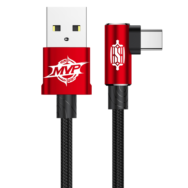 Cablu pentru incarcare si transfer de date Baseus MVP Elbow, USB/USB Type-C, Quick Charge 3.0, 2A, 1m, Rosu 1 Lerato.ro