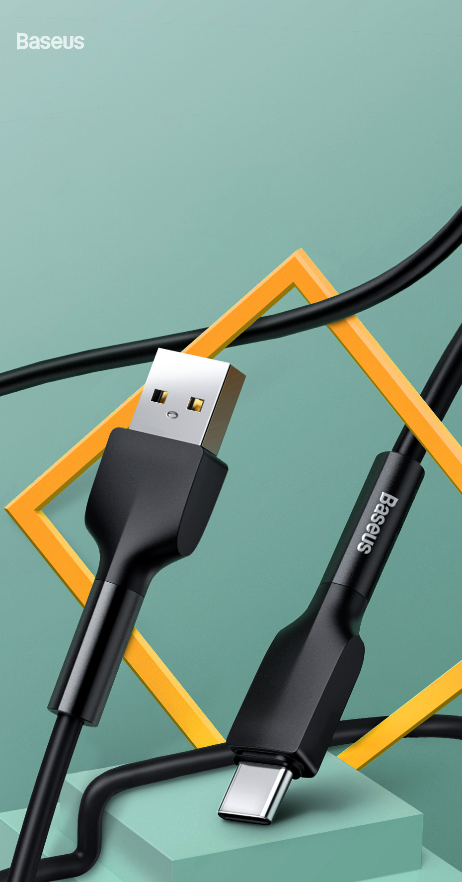 Cablu pentru incarcare si transfer de date Baseus Silica Gel, USB/USB Type-C, 3A, 1m, Negru 1 Lerato.ro