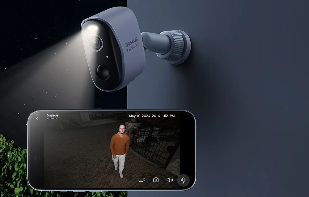 Camera de supraveghere Baseus N1 Plus, Exterior, 2K, Control vocal, WiFi, Alb 1 Lerato.ro