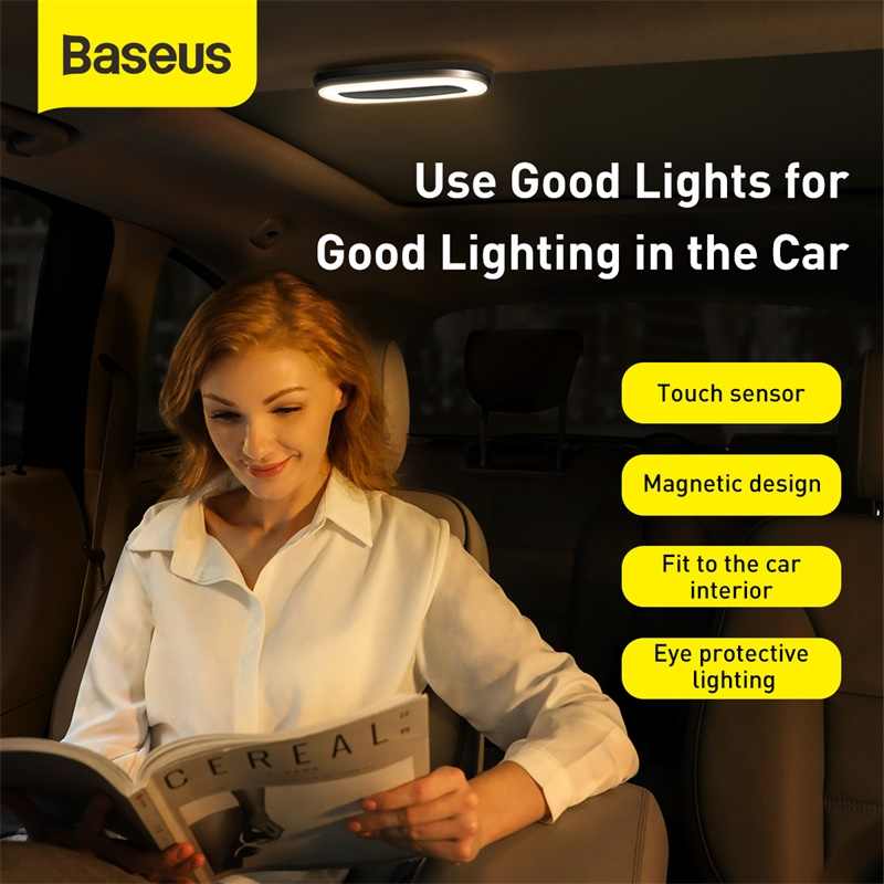 Lampa auto LED interior cu acumulator Baseus, Micro USB, Suport magnetic, Usor de montat, Alb 1 Lerato.ro
