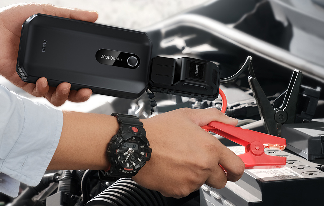 Redresor auto Baseus Super Energy, Clesti pentru pornire motor diesel, benzina sau electric, 10000mAh, 1000A, USB, Functie lanterna si powerbank, Negru 1 Lerato.ro
