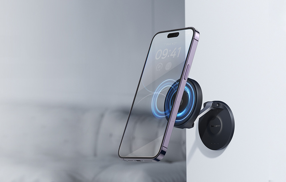 Suport universal telefon Baseus MagPro, Pliabil, Autoadeziv, Rotire 360 grade, Negru 1 Lerato.ro