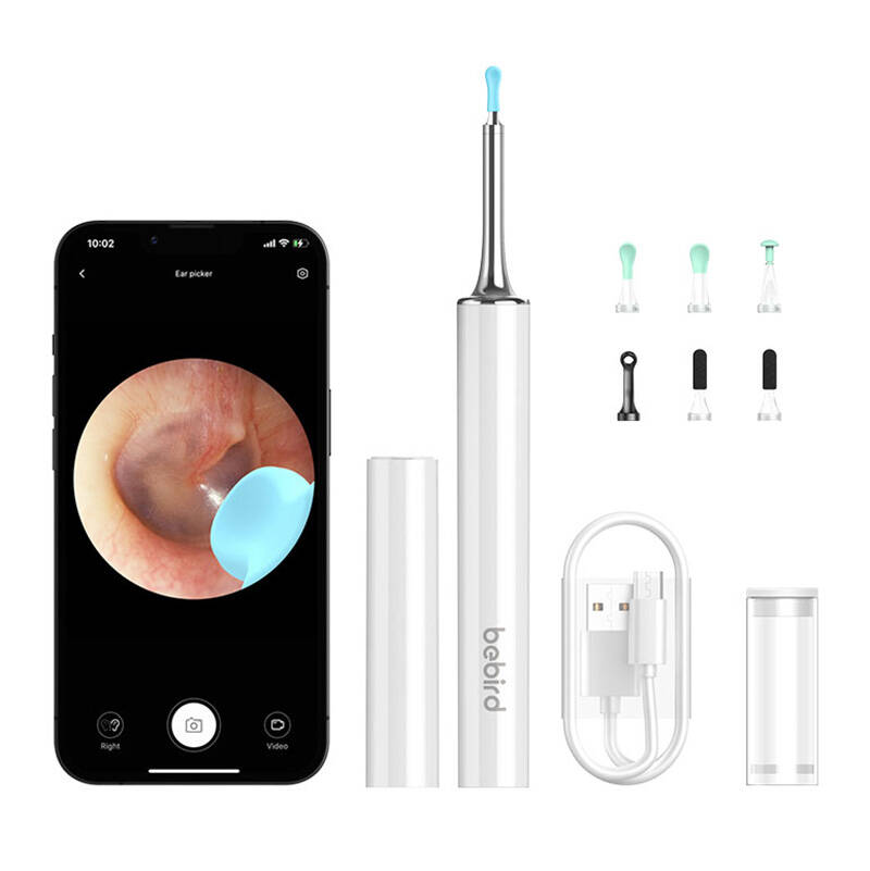 Otoscop cu camera pentru curatarea urechilor Bebird T15, 5MP, 300 mAh, Control aplicatie, Alb 1 Lerato.ro