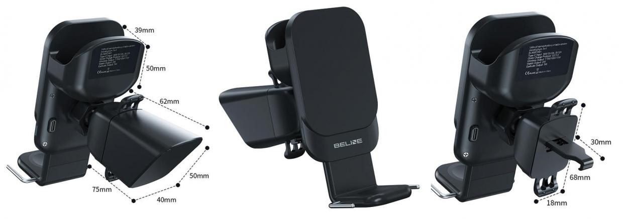 Suport auto Beline BLNWCH01, Dashboard / Windshield Mount, Incarcare Wireless 15W, Negru 1 Lerato.ro