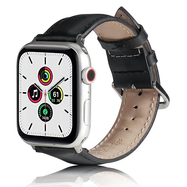 Curea Beline Leather Strap compatibila cu Apple Watch 38/40/41mm, Negru 1 Lerato.ro