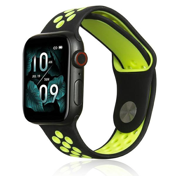Curea Beline Sport Silicone compatibila cu Apple Watch 38/40/41mm, Negru / Lime 1 Lerato.ro