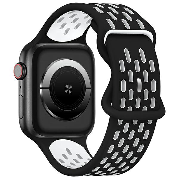 Curea Beline New Sport Silicone compatibila cu Apple Watch 38/40/41mm, Negru / Alb 1 Lerato.ro